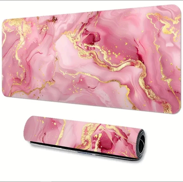 SGE TEKNOLOJİ 65X25 CM PEMBE MERMER TASARIMI KAYDIRMAZ TABAN SPEED YÜZEY OYUNCU MOUSE PAD GAMİNG ürün görseli 1