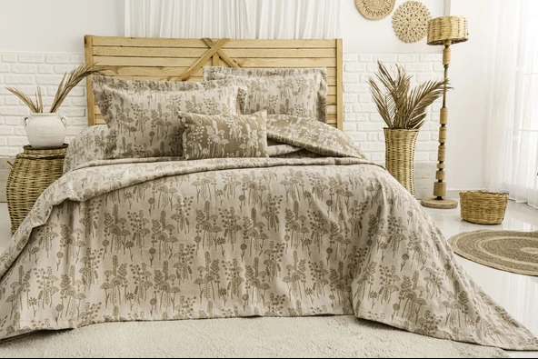 Valencia 4 Parça Çift Kişilik Yatak Örtüsü Seti Kahverengi 240 x 260 cm ürün görseli 1