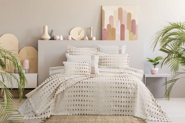 Loren 8 Parça Çift Kişilik Çeyiz Seti Ekru 240 x 260 cm ürün görseli 1
