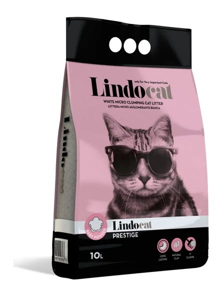Lindo Cat Pudra Kokulu 10 lt İnce Taneli Bentonit Kedi Kumu ürün görseli 1