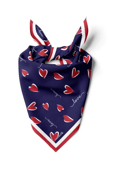 Y32 Modabutik Kalp Desenli Bandana ürün görseli 1