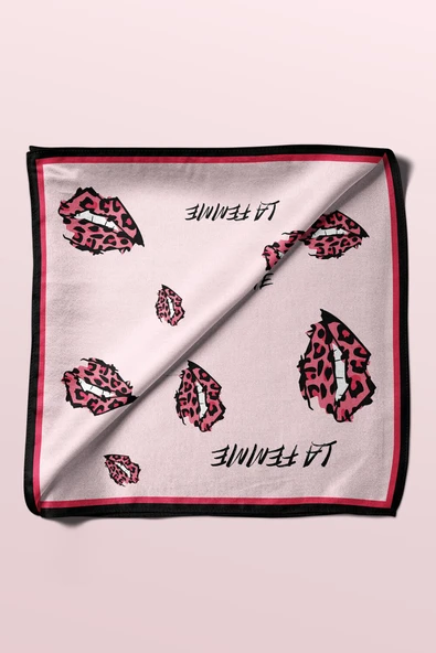 B77 Modabutik Dudak Desenli Bandana - Resim 4