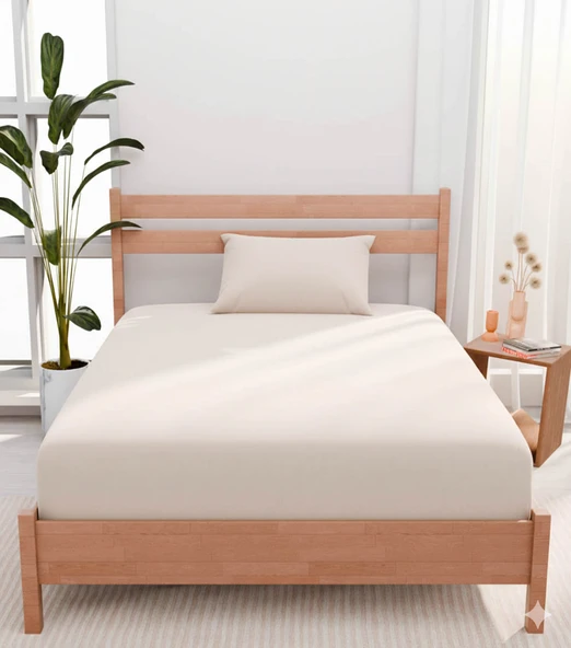 Tek Kişilik Çarşaf Seti Urban Krem 120x200 Cm ürün görseli 1