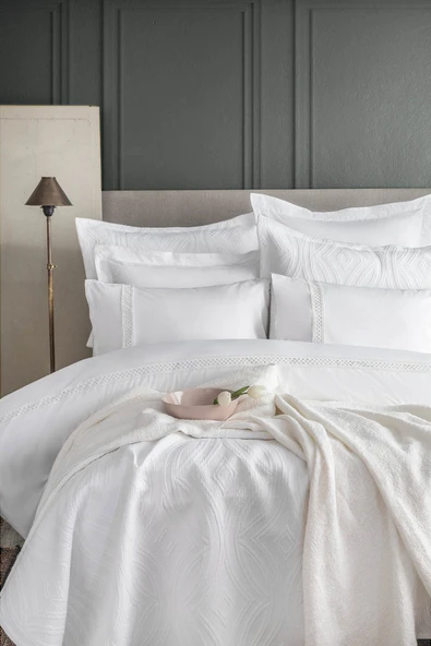 Tek Kişilik Belmont White Timeless Yatak Örtüsü Nevresimli Prime Set ürün görseli 1