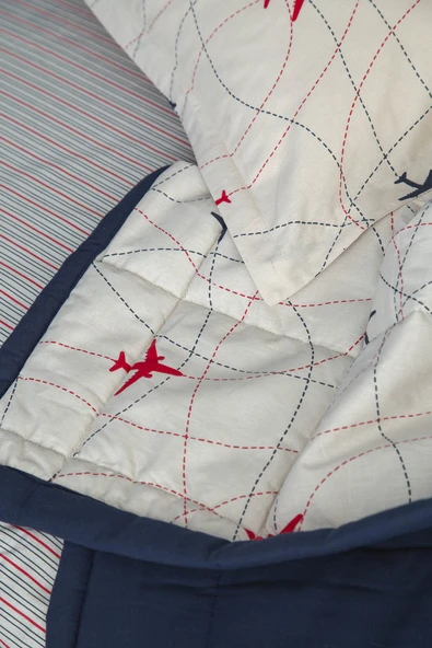 Plane Tek Kişilik Yatak Örtülü Set - Resim 4