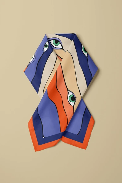 A12 Modabutik Göz Desenli Bandana - Resim 6