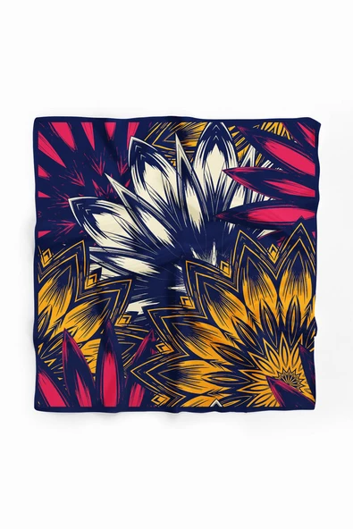 B47 Modabutik Çiçek Desenli Bandana - Resim 2