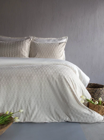 King Size Times Ekru Unique Touch Nevresim Takımı ürün görseli 1