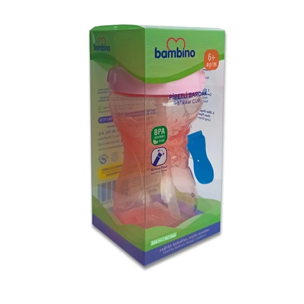 Bambino Pipetli Bardak 300 ml Pembe ürün görseli 1