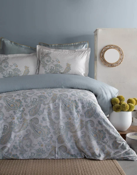 Çift Kişilik Berta İndigo Elegance Saten Nevresim Takımı ürün görseli 1