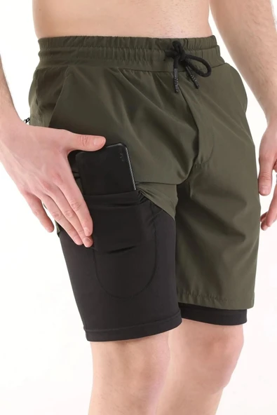 Erkek Running Hızlı Kuruma Micropoly Antrenman Halısaha Fitness Kısa Taytlı SPORCU-ŞORT1 ürün görseli 1