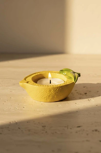 Limon Tasarımlı Dekoratif Sarı Mumluk ürün görseli 1