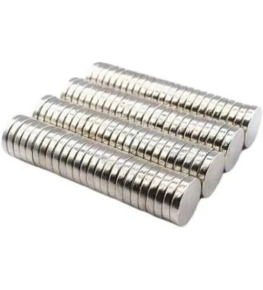 50 Adet 10x2mm Yuvarlak Neodyum Mıknatıs Güçlü Magnet Nikel Kaplamalı ürün görseli 1