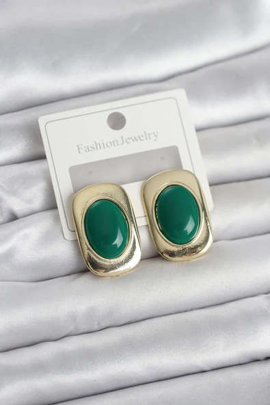Yeşil Renk Kare Model Vintage Kadın Küpe - EBJ260220W39810 ürün görseli 1