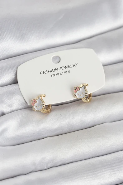 Kitty Model Gold Renk Pirinç Çocuk Küpe - EBJ260220W39803 ürün görseli 1