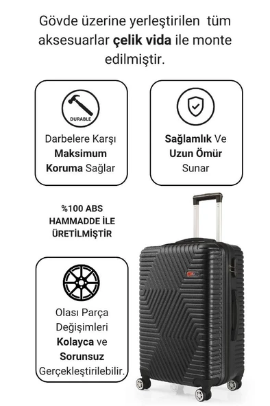 Abs Siyah Orta Boy Valiz 600.01-O - Resim 2