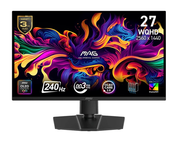 26.5 MSI MAG 273QP QD-OLED X24 0.03MS 240HZ ADAPTIVE SYNC 2K WQHG GAMING ürün görseli 1