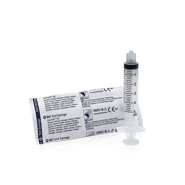 BD 5ml Luer-Lock (Kilitli-Vidalı) Tip İğnesiz Enjektör 125 ADET ürün görseli 1