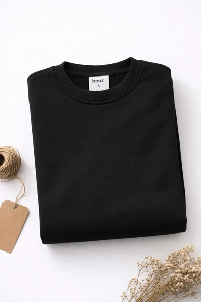 Basic Bisiklet Yaka Relaxed Regular Erkek Sweatshirt - 7556 - Resim 3