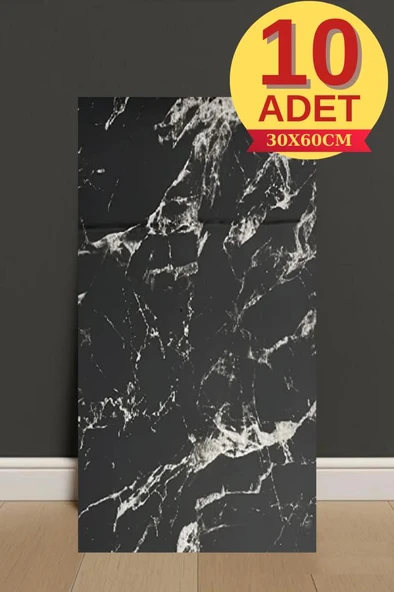10 Adet 30X60cm Siyah Mermer Desen Yapışkanlı Köpük Duvar Paneli Kağıdı banyo,Ofis Otel NWYP11 ürün görseli 1