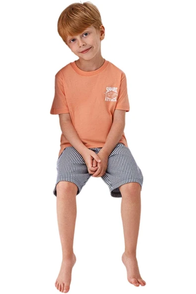 BABA-OĞUL SETİ E.ÇOCUK PİJAMA ŞORTLU TAKIM AR3671G - Resim 2
