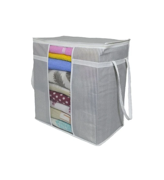 Pencereli Saklama Çantası Çizgili 50x45x30 Cm ürün görseli 1