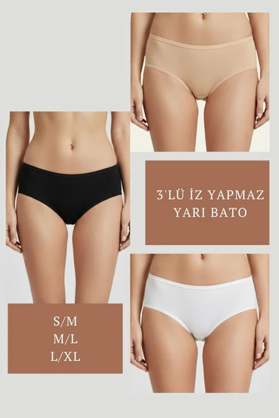 3LÜ SET KÜLOT-SİYAH-BEYAZ-TEN DOR2850 ürün görseli 1