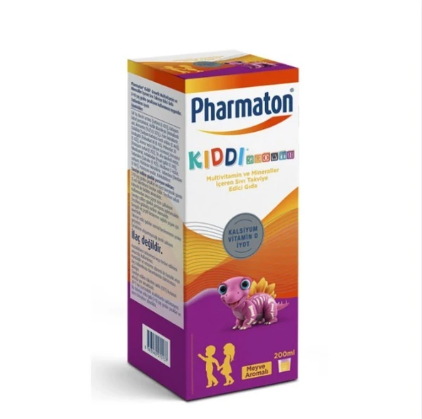 Pharmaton Kiddi Growth Kalsiyum Vitamin D İyot İçeren Takviye Edici Gıda Meyve Aromalı Şurup 200 ml ürün görseli 1