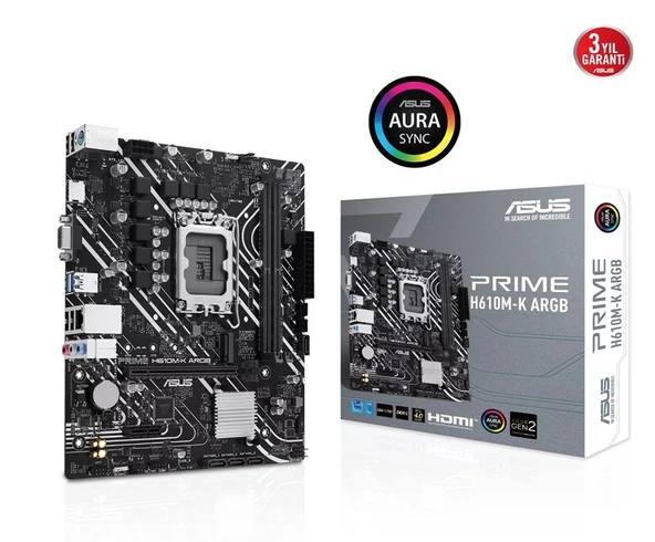 Asus Prime H610M-K ARGB D5 1700P Vga Hdmi ürün görseli 1