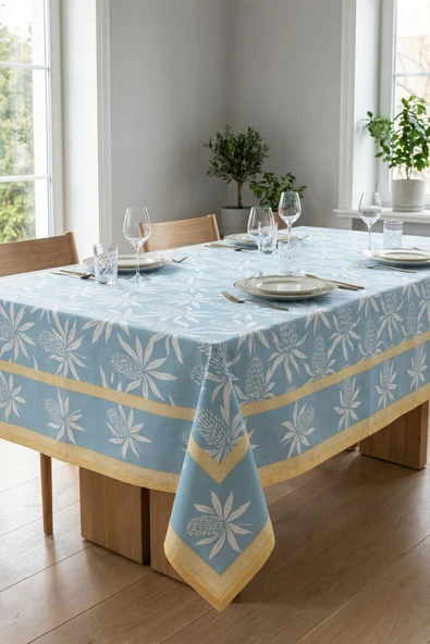 Dekoratif Baskılı Mutfak Salon Masa Örtüsü 150x150 cm Sıvı Geçirmez Ev Sunum Sofra Örtüsü Botany ürün görseli 1