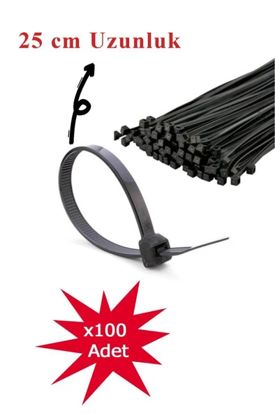 Rutter 3.6x250 mm Siyah Kablo Bağı 100’lü – Extra Dayanıklı Plastik Cırt Kelepçe RT-3106 ürün görseli 1