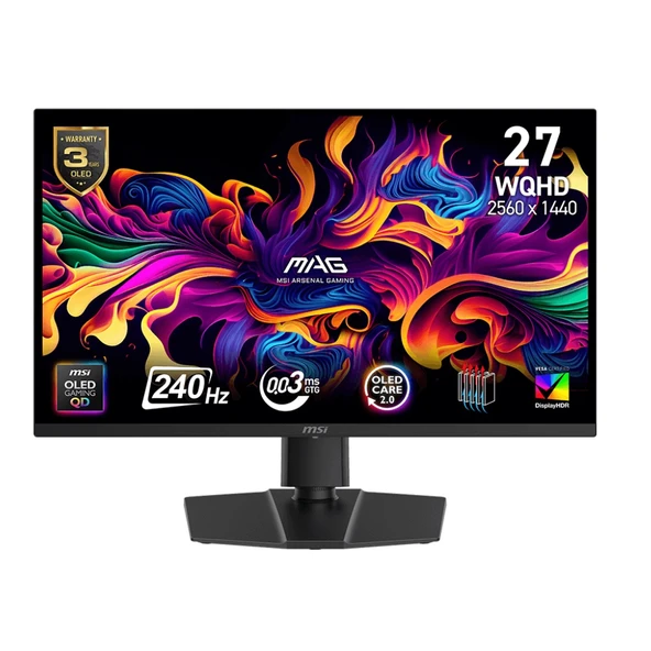 26.5" MSI MAG 273QP QD-OLED X24 0.03ms 240Hz 2560x1440 2xHDMI DP Flat Gaming Mon ürün görseli 1
