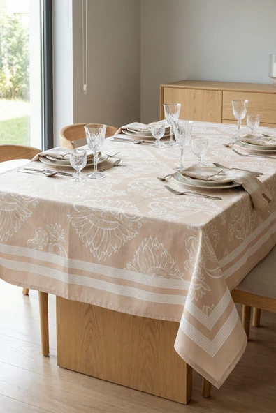 Dekoratif Baskılı Mutfak Salon Masa Örtüsü 150x150 cm Sıvı Geçirmez Ev Sunum Sofra Örtüsü Paisley ürün görseli 1