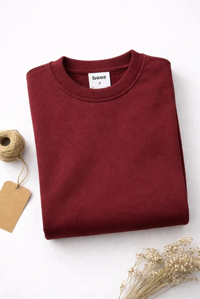 Basic Bisiklet Yaka Relaxed Regular Erkek Sweatshirt - 7556 - Resim 10