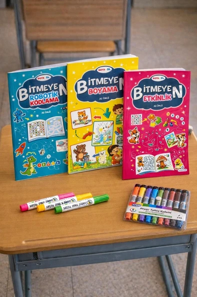 Kapris Yaz Sil Boyama Kitabı 3 Kitap+8 Kalem ürün görseli 1