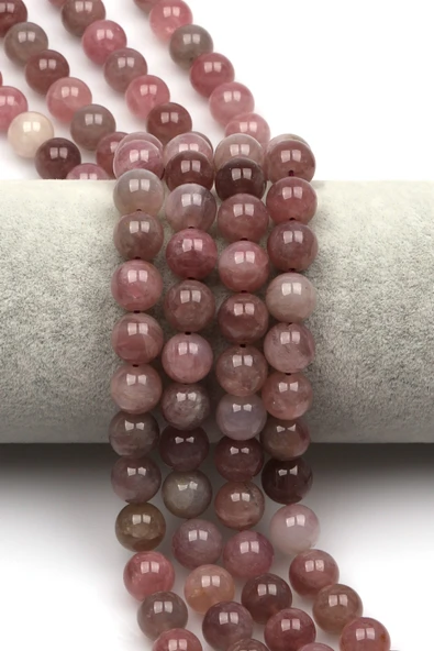 Madagaskar Pembe Kuvars Doğal Taş Dizi 10 mm Küre Kesim - DZ-0855 ürün görseli 1