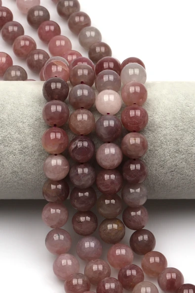 Madagaskar Pembe Kuvars Doğal Taş Dizi 12 mm Küre Kesim - DZ-0853 ürün görseli 1
