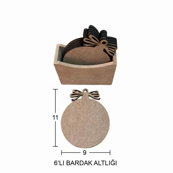 Ahşap Kurdela Bardak Altlığı 11x9cm L390 ürün görseli 1