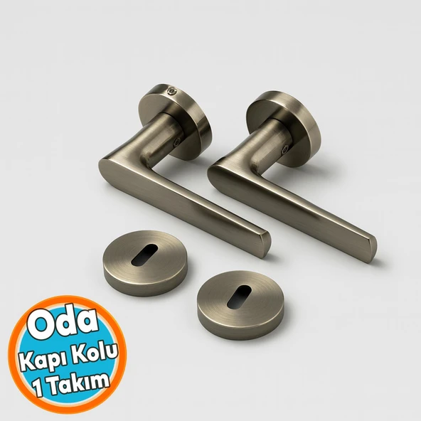 Oda Tipi Kapı Kolu Rozetli Antik Füme Sağ Sol Uygun Modern İç Kapı Kilitli 1 Takım ürün görseli 1