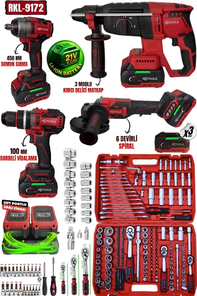 RKL-9172 RETOOLS BORDO 5 LI SET (4 LÜ SET + 216 PARÇA LOKMA TAKIMI) ürün görseli 1