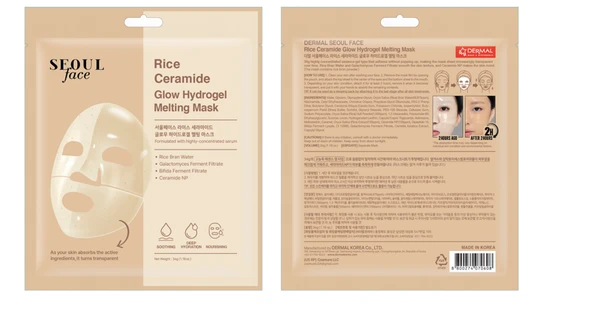 Dermal Seoul Face Pirinç Seramid Hidrojel Nemlendrici Eriyen Kore Maske 34 gr ürün görseli 1
