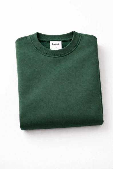 Basic Bisiklet Yaka Relaxed Regular Erkek Sweatshirt - 7556 - Resim 7