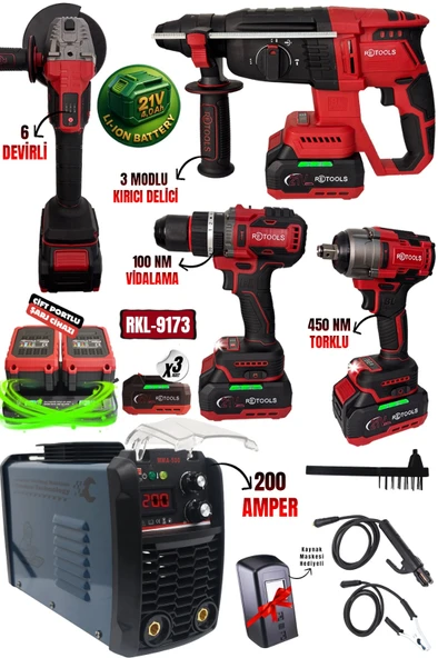 RKL-9173 RETOOLS BORDO 5 LI SET (4 LÜ SET + 200 AMPER KAYNAK) ürün görseli 1