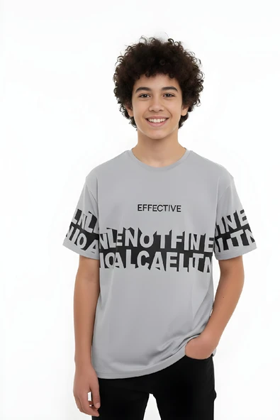 Erkek Çocuk T-Shirt--Geniş Kalıp-Yazı Baskılı-12-16 Yaş 12527 ürün görseli 1