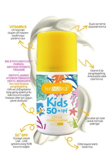 WEMARA KIDS COCUK GUNES KREMI 50 SPF 100 ML (ROLL ON) ürün görseli 1
