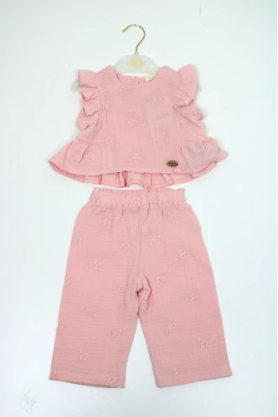 Kız Bebek Aylık Nakışlı Müslin Takım 0869 ürün görseli 1