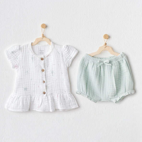 Kız Bebek Zıbın Set 2'li Side Snap Set Love Family AC25509 ürün görseli 1