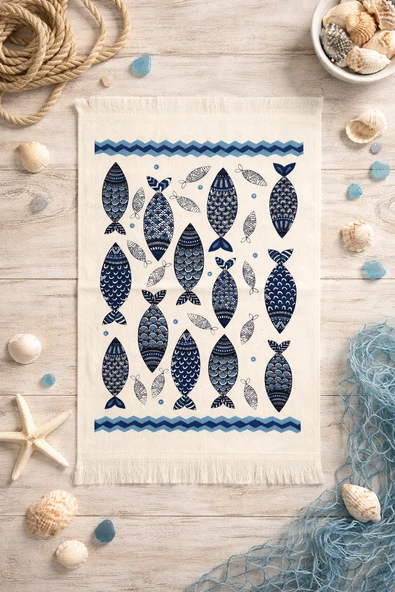 Pamuklu Saçaklı Dijital Baskı El-Yüz Havlusu 40x60 cm-Yumuşak Doku, Yüksek Su Emici Mutfak Havlusu ürün görseli 1