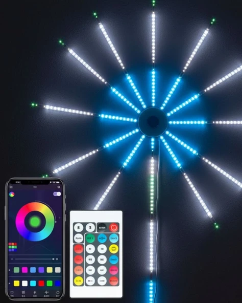 RGB LED Duvar Dekoru Sökülebilir Kollu Havai Fişek Işık Sistemi ürün görseli 1