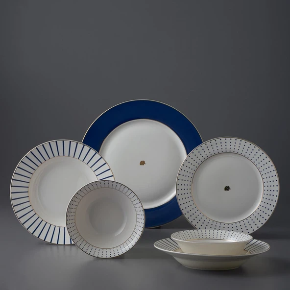 Jumbo Navy 24 Parça 6 Kişilik Yemek Takımı Mavi ürün görseli 1